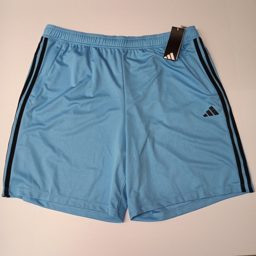 Adidas TR-ES PIQUE 3-Stripes 3SHO Shorts Men's Size 2XL Blue